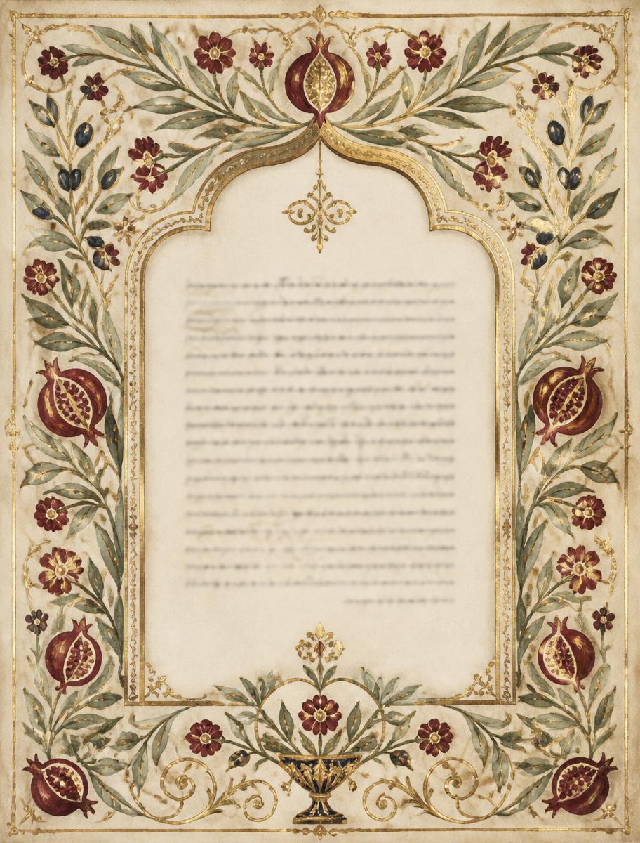 Ketubah italiana contemporanea dipinta a mano da Letizia
